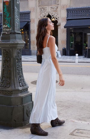 Blue Floral Tie Front Slip Dress