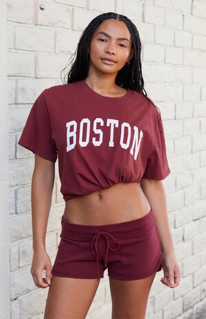 Burgundy Marcie Sweat Shorts image number 1