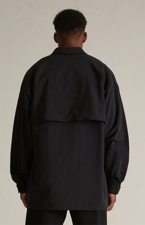 Black Military Nylon Overshirt Jacket image number 4