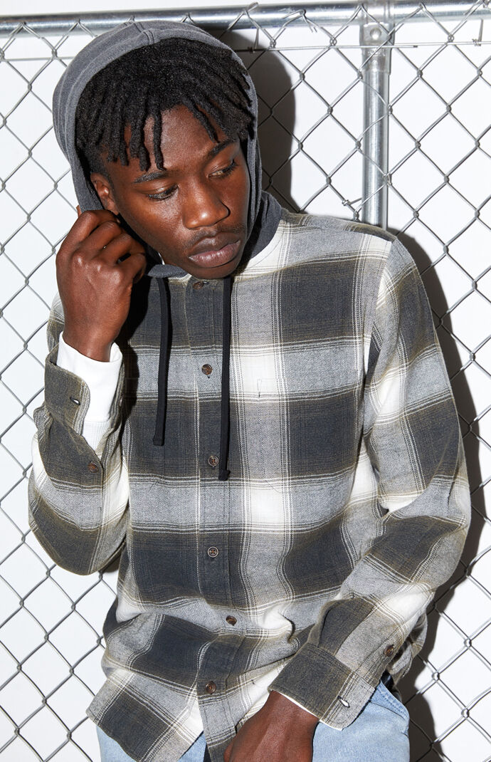 Hooded Plaid Flannel Shirt