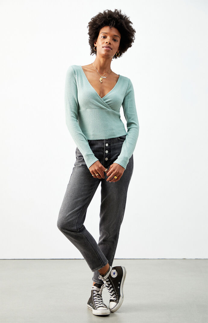Cozy Surplice Long Sleeve Top