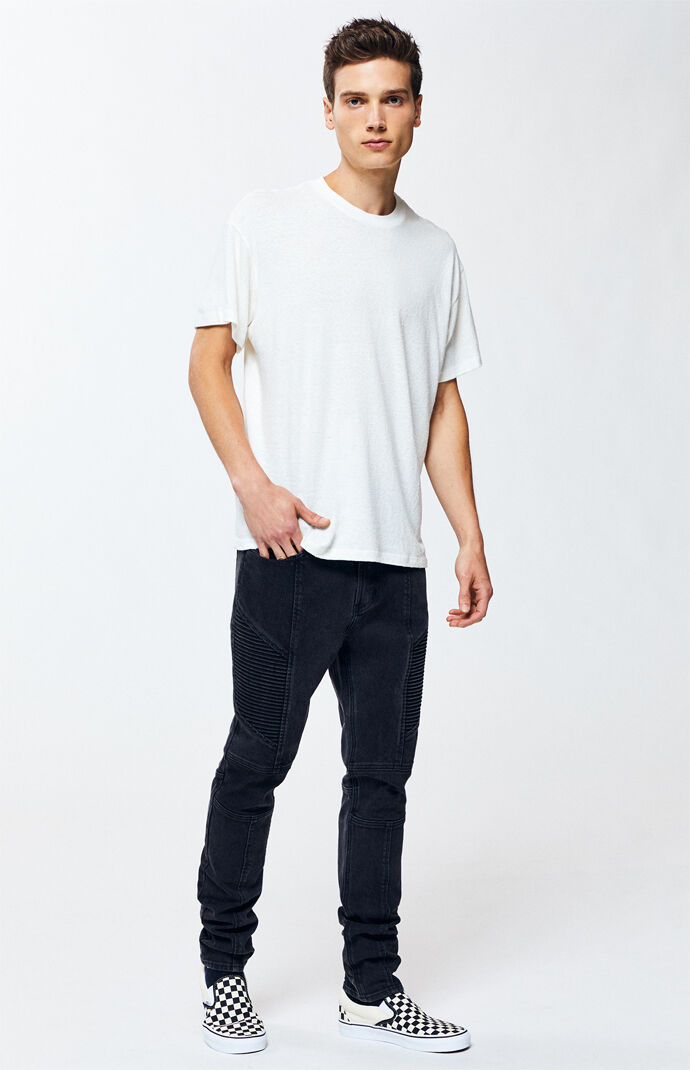 PacSun Black Moto Stacked Skinny Jeans PacSun