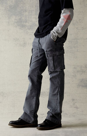 Stretch Canvas Gray Slim Boot Cargo Jeans image number 3