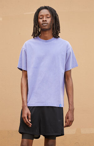Violet Vintage Wash Heavyweight Oversized T-Shirt image number 2