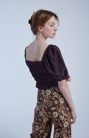 Brown Bronte Smocked Top image number 3