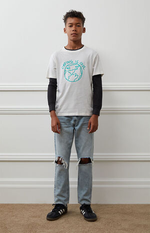 Light Indigo Ripped Straight Leg Jeans image number 2