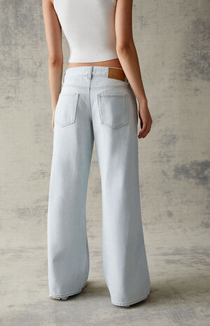 Eco Light Blue Ripped Low Rise Baggy Jeans image number 5