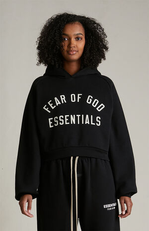 Women's Black Fleece Cropped Hoodie image number 2