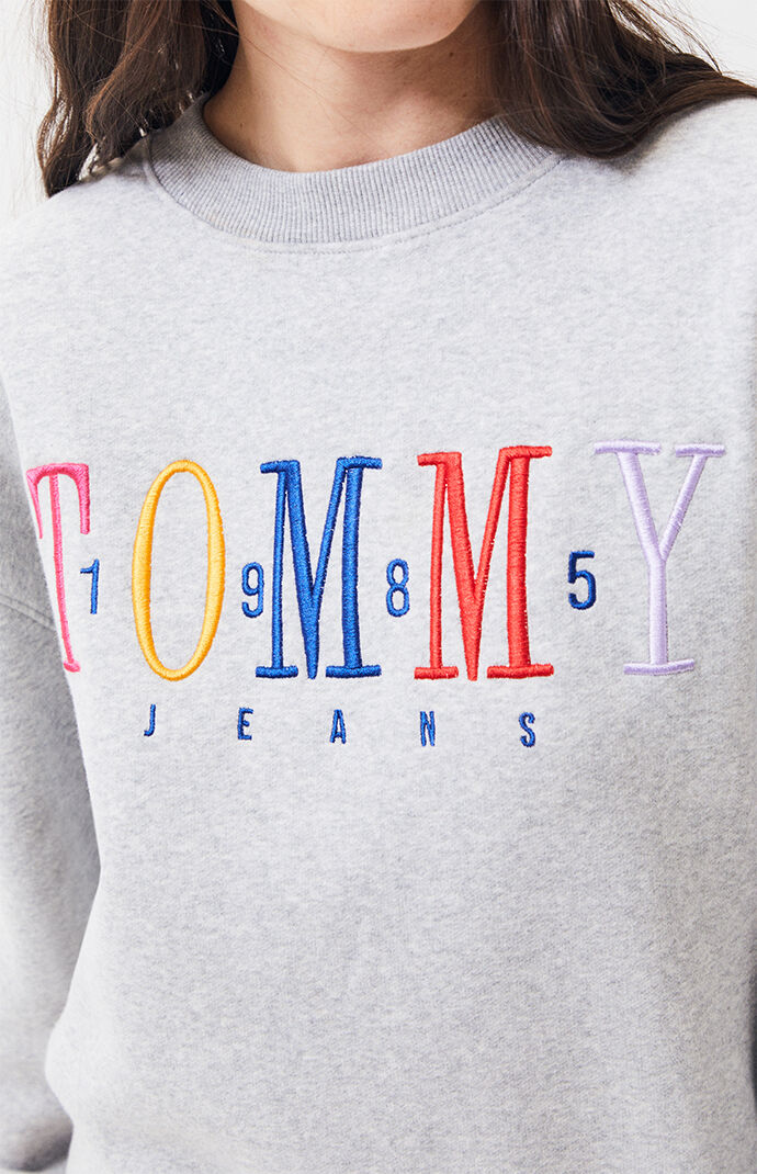 tommy jeans rainbow embroidered crew neck sweatshirt