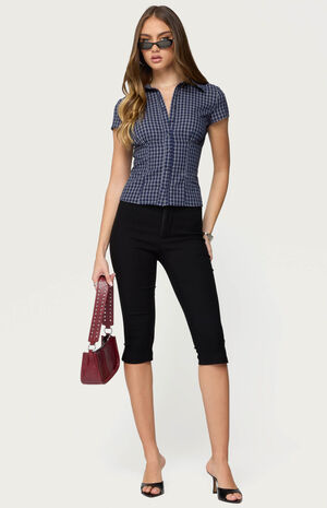 Oriya Gingham Tailored Button Up Shirt image number 5