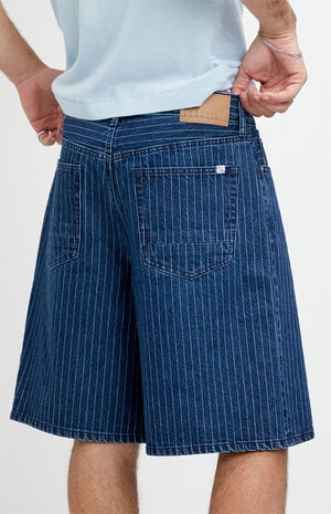 Parker Baggy Jean Shorts Striped Dark Blue image number 5