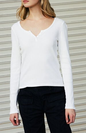 White Zelly Henley Long Sleeve Top image number 2