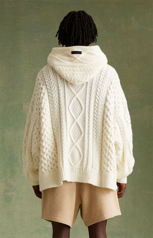 Cloud Dancer Cable Knit Hoodie image number 3