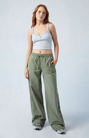 Olive Tearaway Low Rise Wide Leg Cargo Pants image number 1