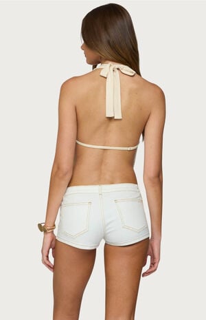 Beaded Chiffon Backless Cowl Neck Top image number 3