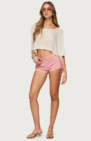 Sapir Fringe Faux Suede Shorts image number 4