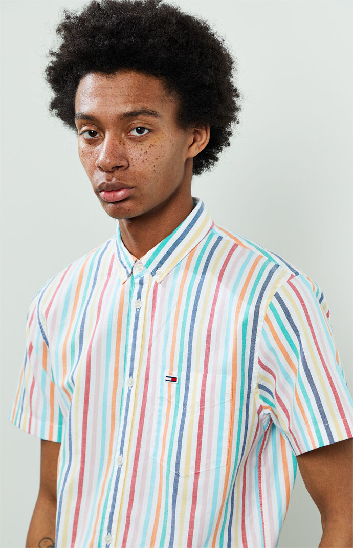 Striped Short Sleeve Button Up Shirt