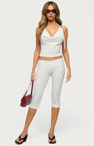 Eloisa Polka Dot Foldover Capri Pants image number 5