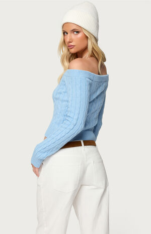 Taniza Off Shoulder Cable Knit Sweater image number 3