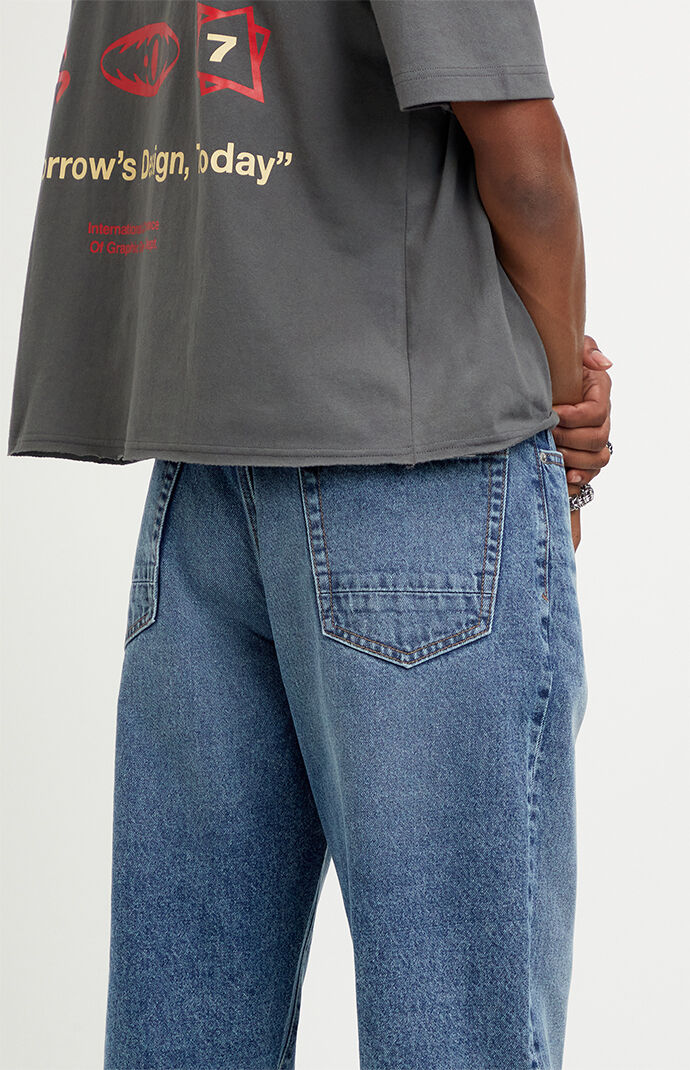 Pacsun Logan Relaxed Straight Jeans Medium Blue