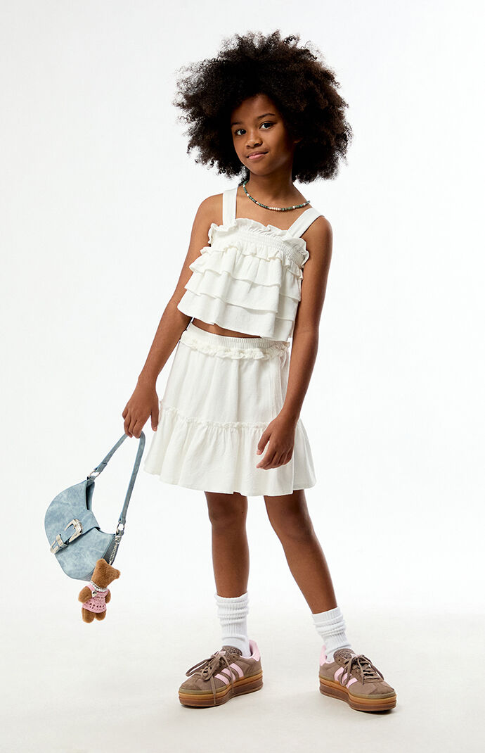 Pacsun Kids White Linen Ruffle Skirt | Pacsun