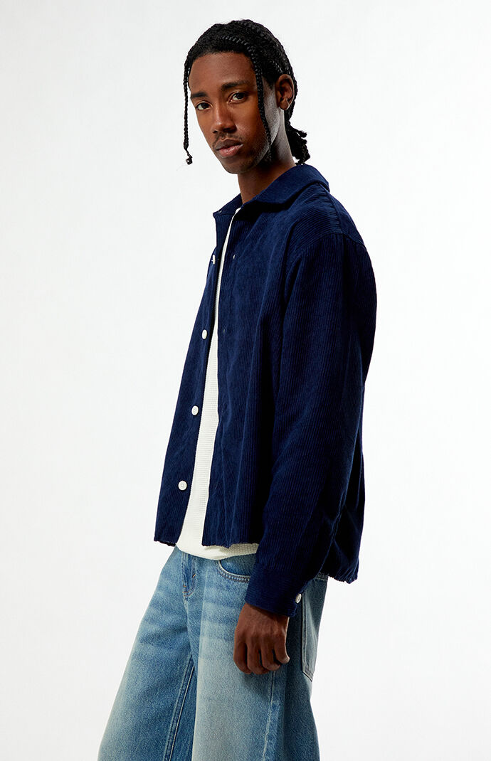 Pacsun Enzo Navy Corduroy Long Sleeve Shirt