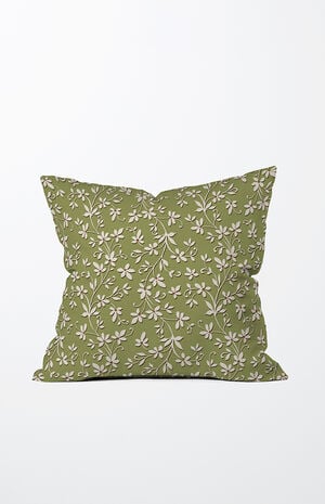Green Flower Large Outdoor Throw Pillow image number 1