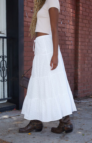 White Floral Izzy Maxi Skirt image number 3