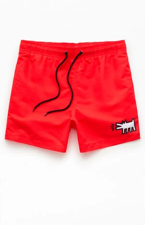 Keith Haring Dog 4.5" Swim Trunks image number 1
