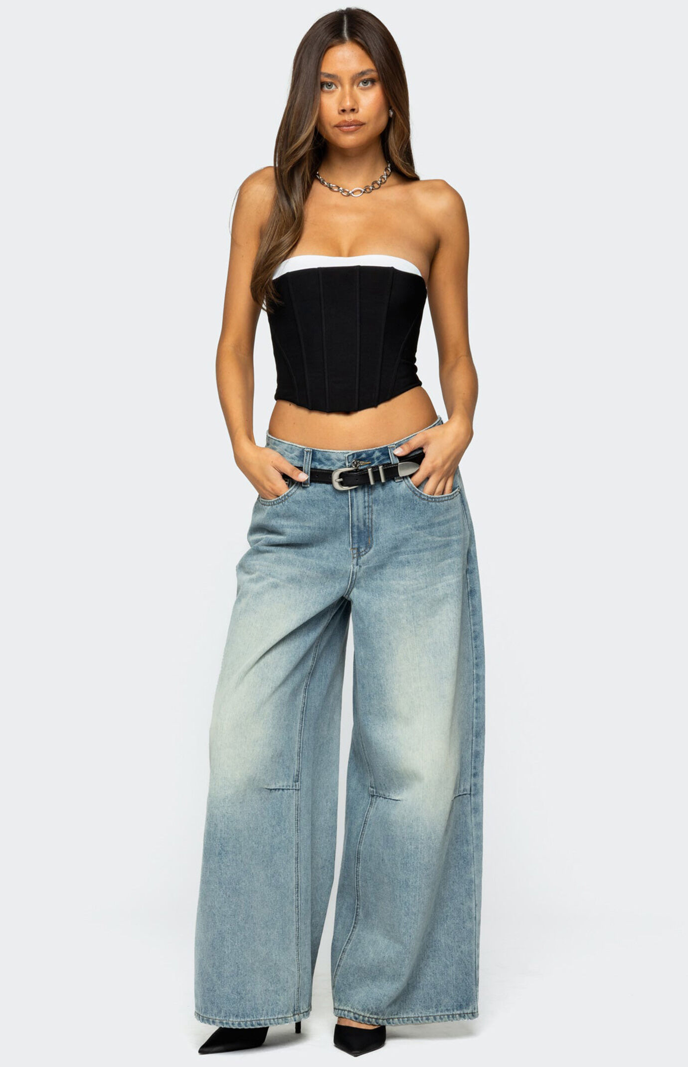Edikted Ryla Contrast Layered Mesh Corset