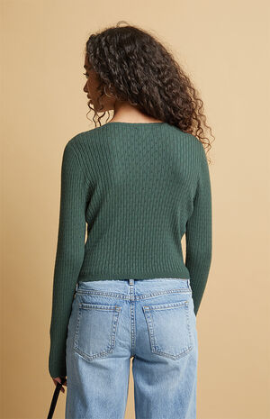 Mona Pointelle V-Neck Sweater image number 3