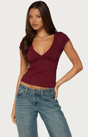 Penelopy Overlap V Neck T-Shirt image number 1