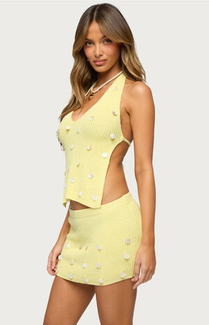 Lylah Backless Charm Knit Halter Top image number 2