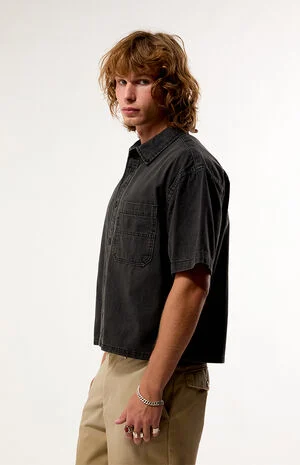 Cyrus Straight Hem Denim Short Sleeve Shirt image number 3