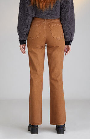 Brown High Waisted Bootcut Jeans image number 4