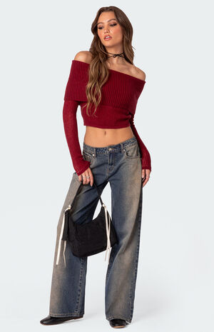 Lili Fold Over Knit Top image number 3