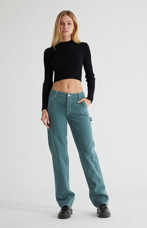Teal Low Rise Carpenter Pants image number 6