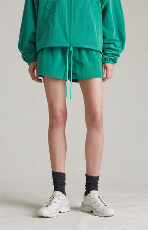 Women's Mint Leaf Crinkle Nylon Running Shorts image number 1