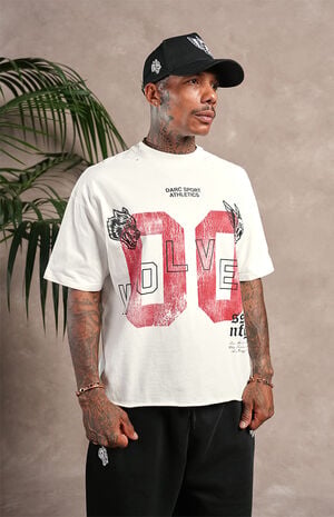00 Distressed Grunge Raw Cropped Oversized T-Shirt image number 2