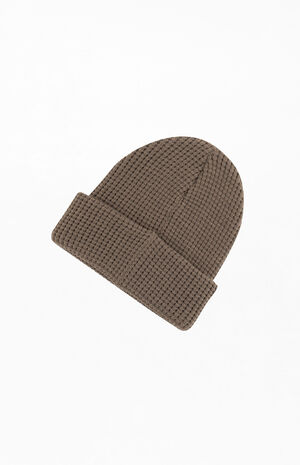 New Balance Brown Knit Waffle Cuffed Beanie image number 2