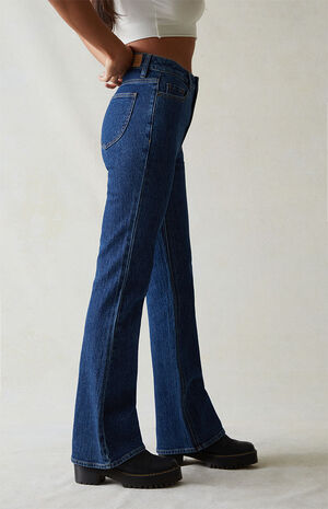 Eco Dark Blue Curve High Waisted Bootcut Jeans image number 3