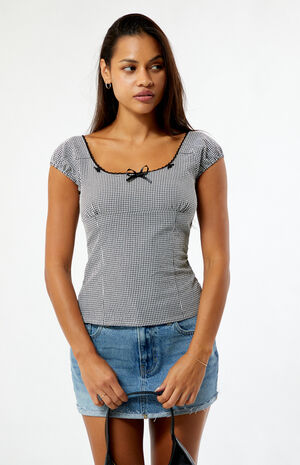 Gingham Ribbon Glide Top image number 1