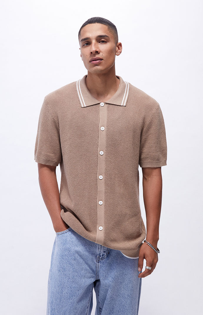 トップス Open-Knit Button-Through Shirt Open-Knit Button-Through Shirt