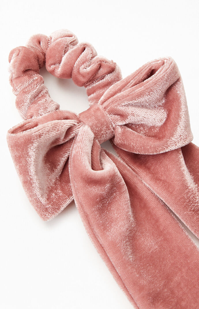 Mauve Velvet Long Tie Scrunchie