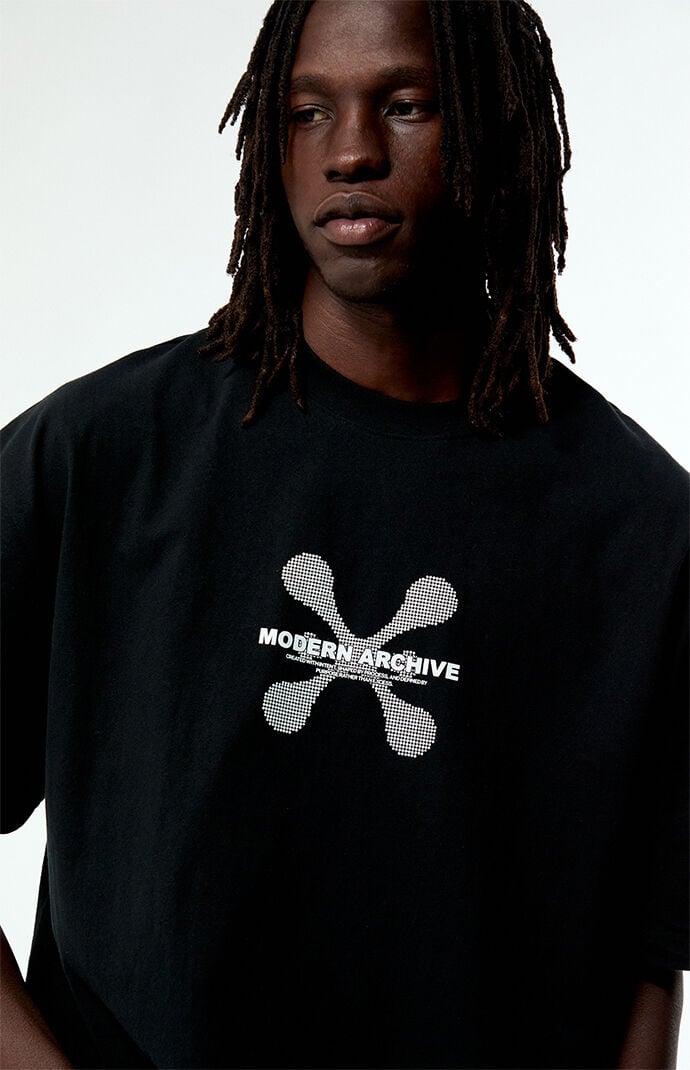 トップス archive grunge short sleeve shirt black Pacsun Black Modern Archive Cropped Boxy T-Shirt | Pacsun
