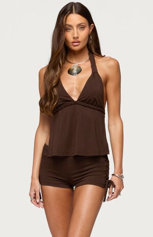 Jilly Braided Backless Halter Top image number 1