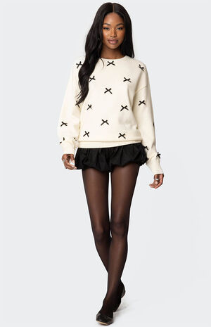 Satin Bow Oversized Sweater image number 4