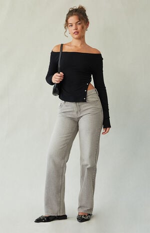 Jordyn Low Rise Straight Leg Jeans Gray