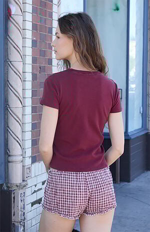 Burgundy Loreen Short Sleeve Top image number 4