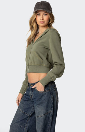 Distressed Stitch Cropped Hoodie image number 4